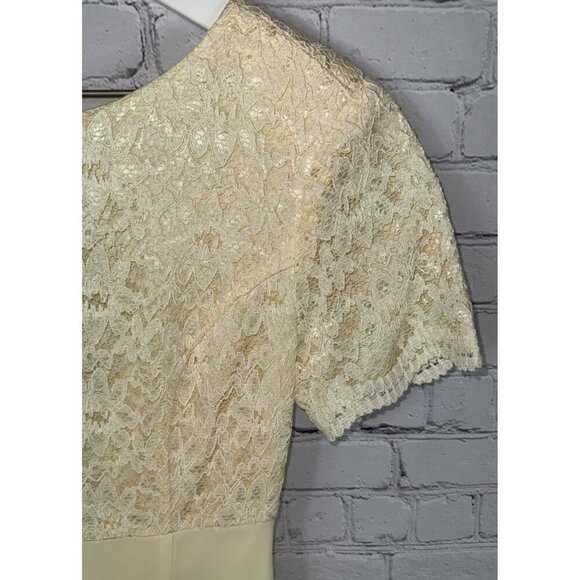 Vintage LANZ OF SALZBURG Women’s Size 6 Yellow Short Sleeve Lace Ball Gown Dress - Picture 3 of 7